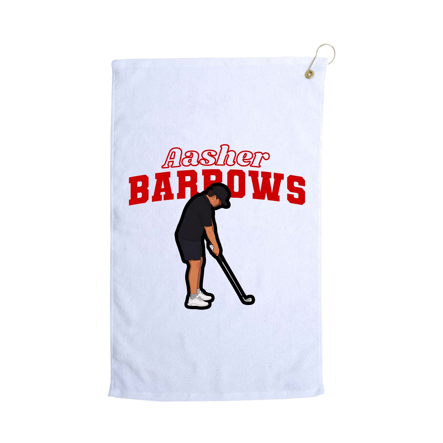 Golf Towel — Name Arch in White