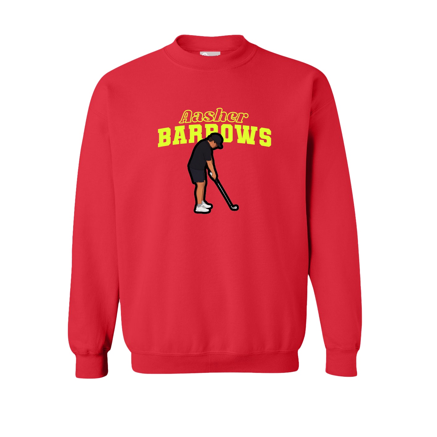 Fleece Crew — Name Arch in Red