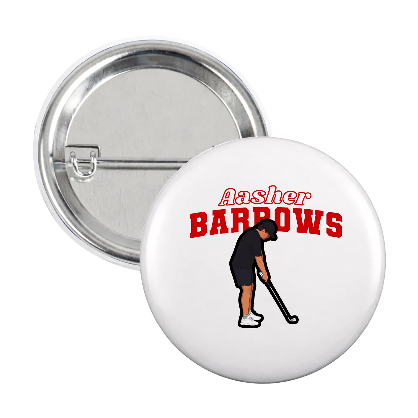 Game Day Button — Name Arch in White