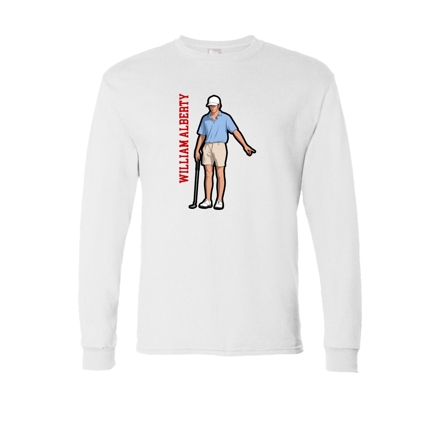 Long Sleeve Tee — Name Vertical in White