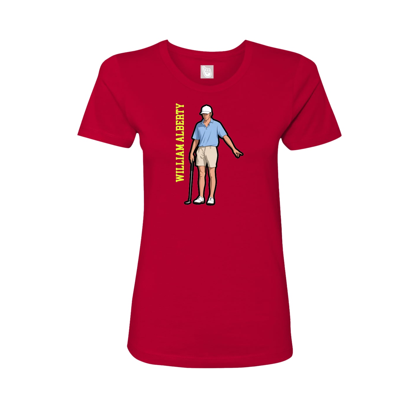 Fitted Women's Tee — Name Vertical in Red