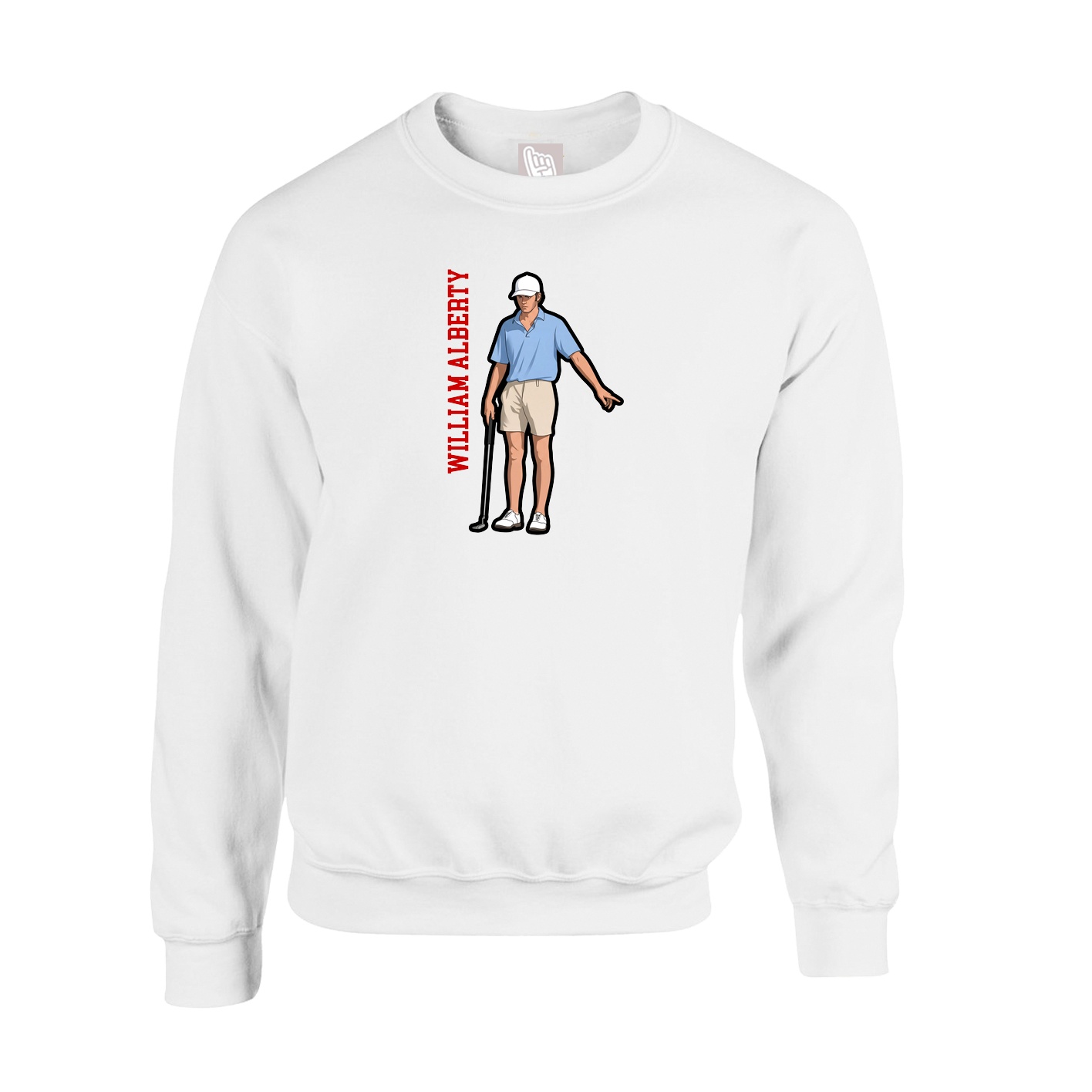 Fleece Crew — Name Vertical in White