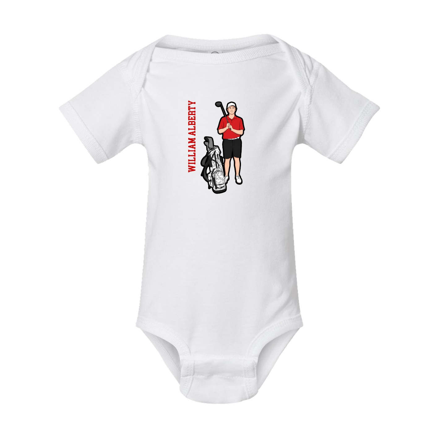 Baby Onesie — Name Vertical in White