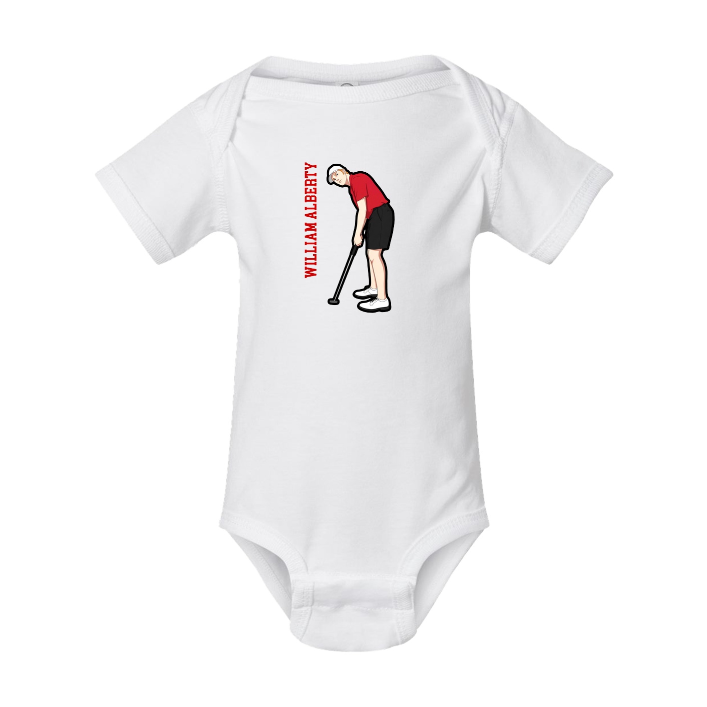 Baby Onesie — Name Vertical in White