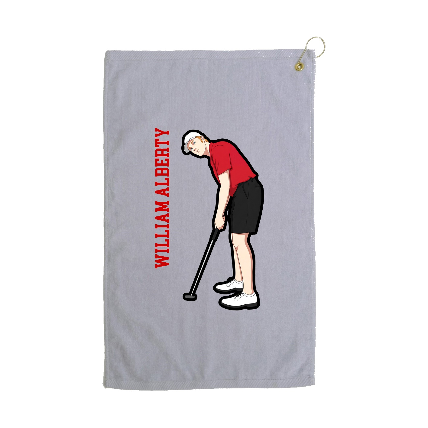 Golf Towel — Name Vertical in Grey