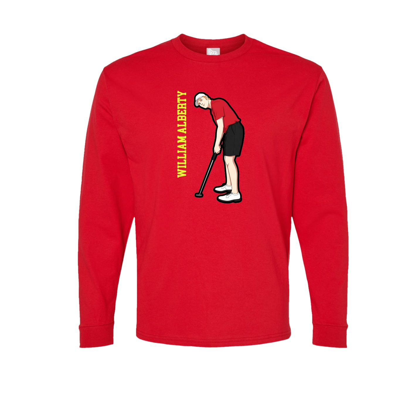 Long Sleeve Tee — Name Vertical in Red
