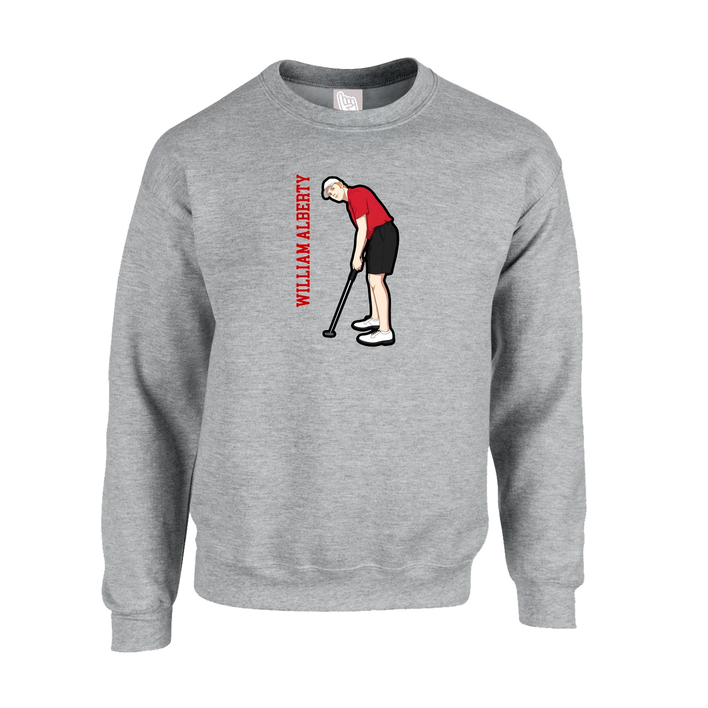 Fleece Crew — Name Vertical in Grey