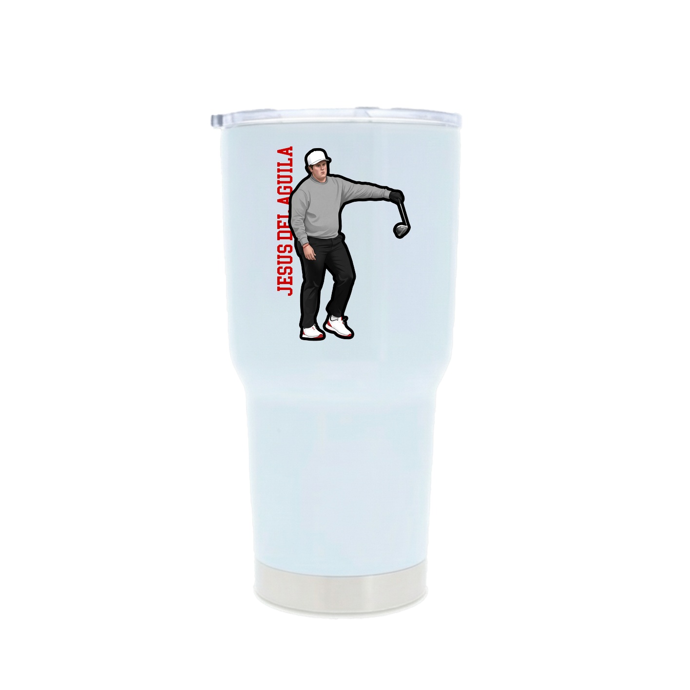 30oz Stainless Steel Tumbler — Name Vertical in White