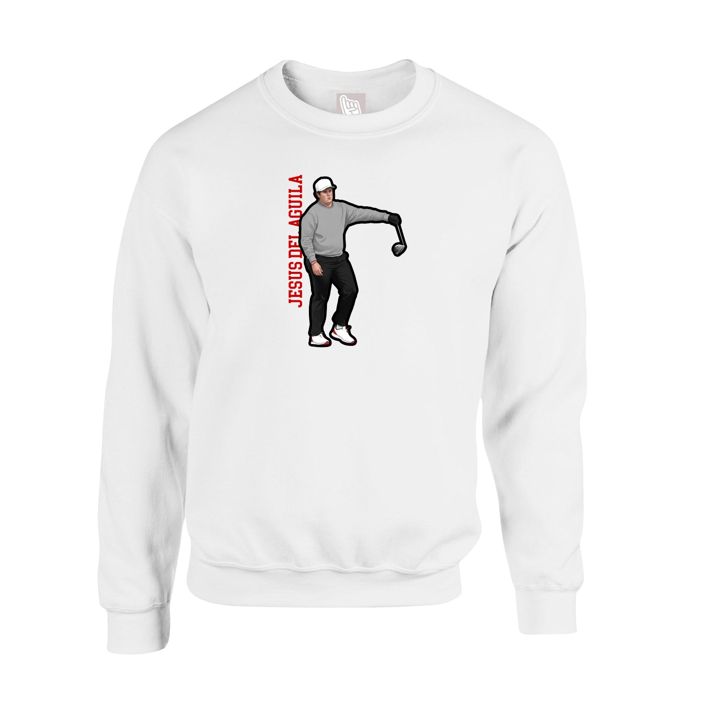 Fleece Crew — Name Vertical in White