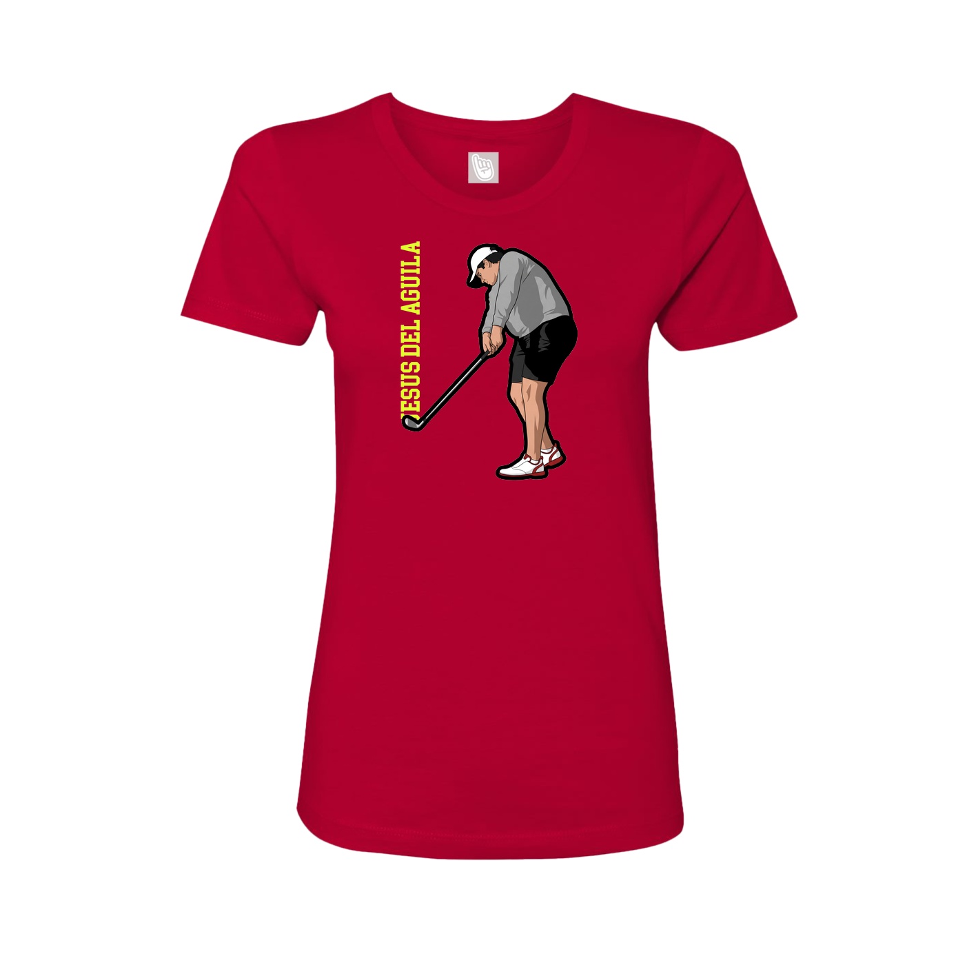 Fitted Women's Tee — Name Vertical in Red