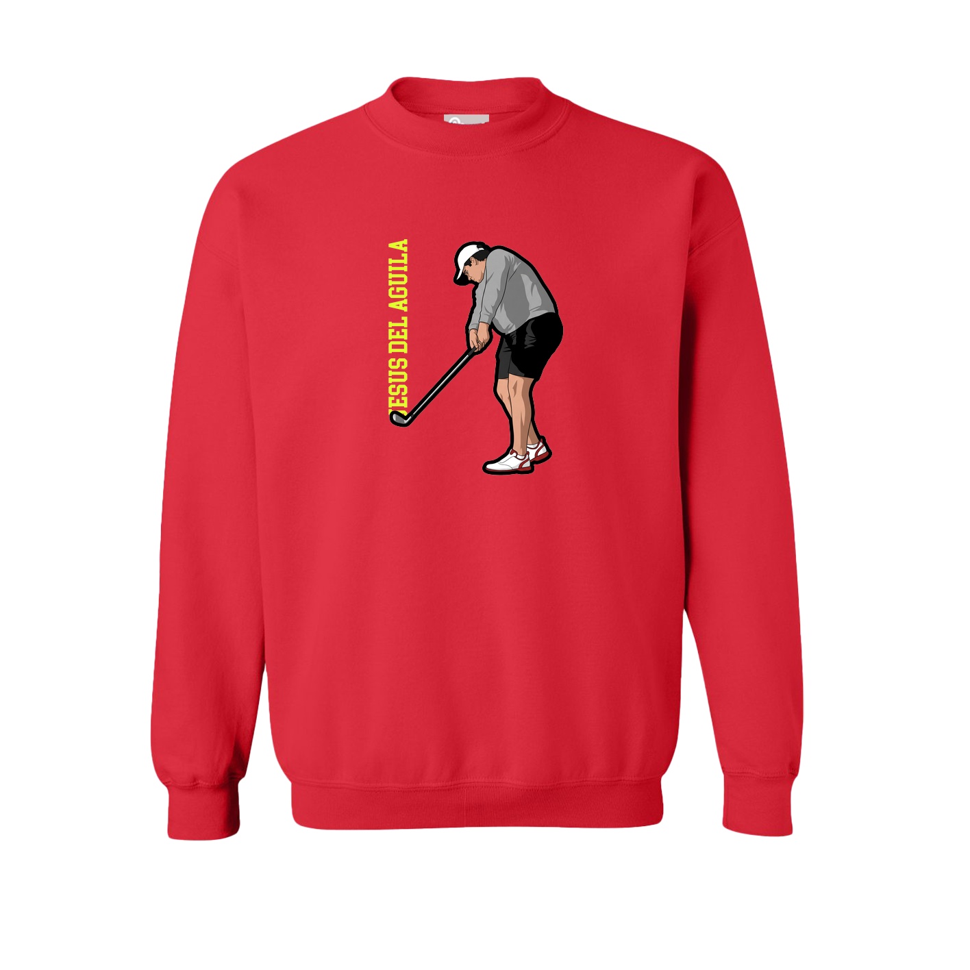 Fleece Crew — Name Vertical in Red