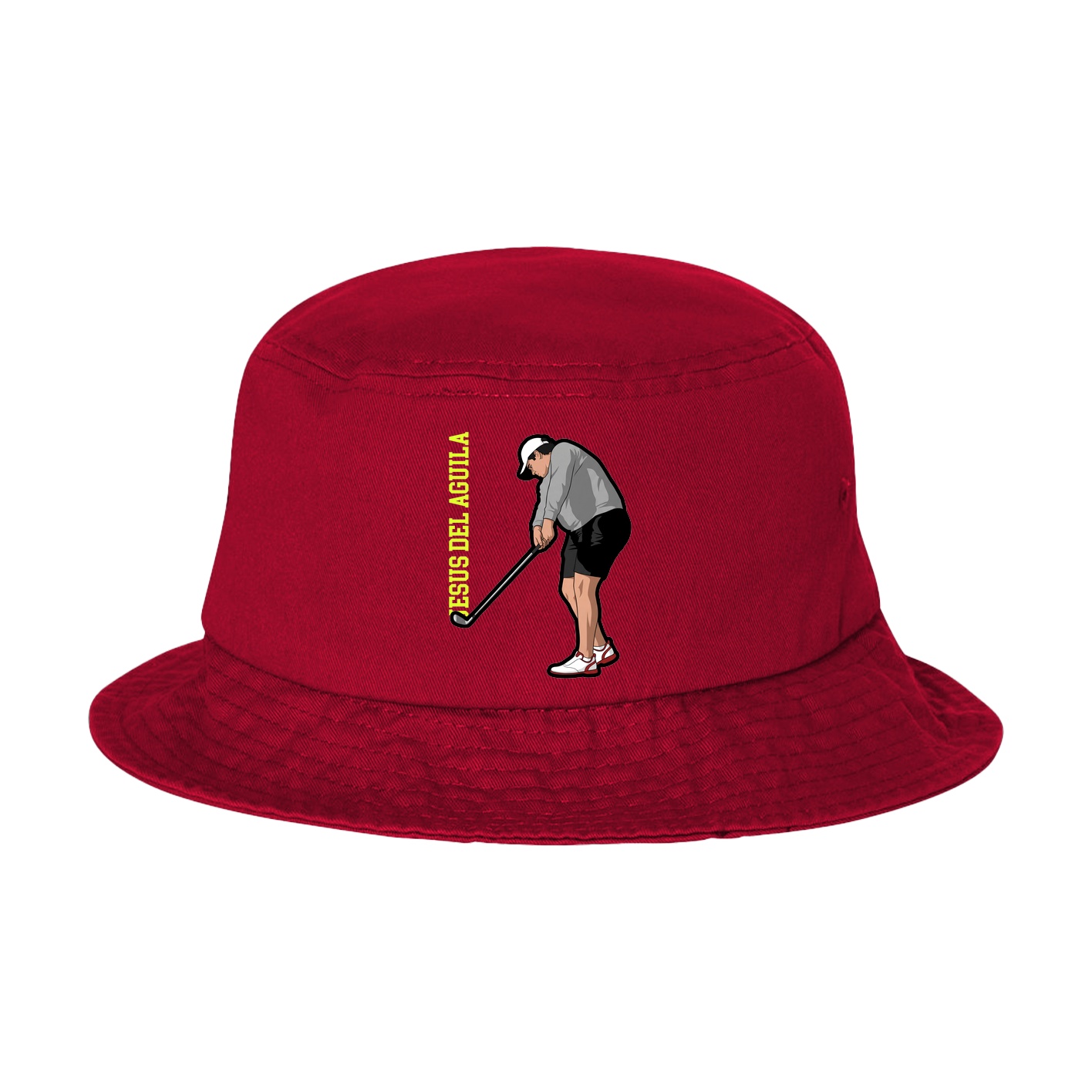 Bucket Cap — Name Vertical in Red
