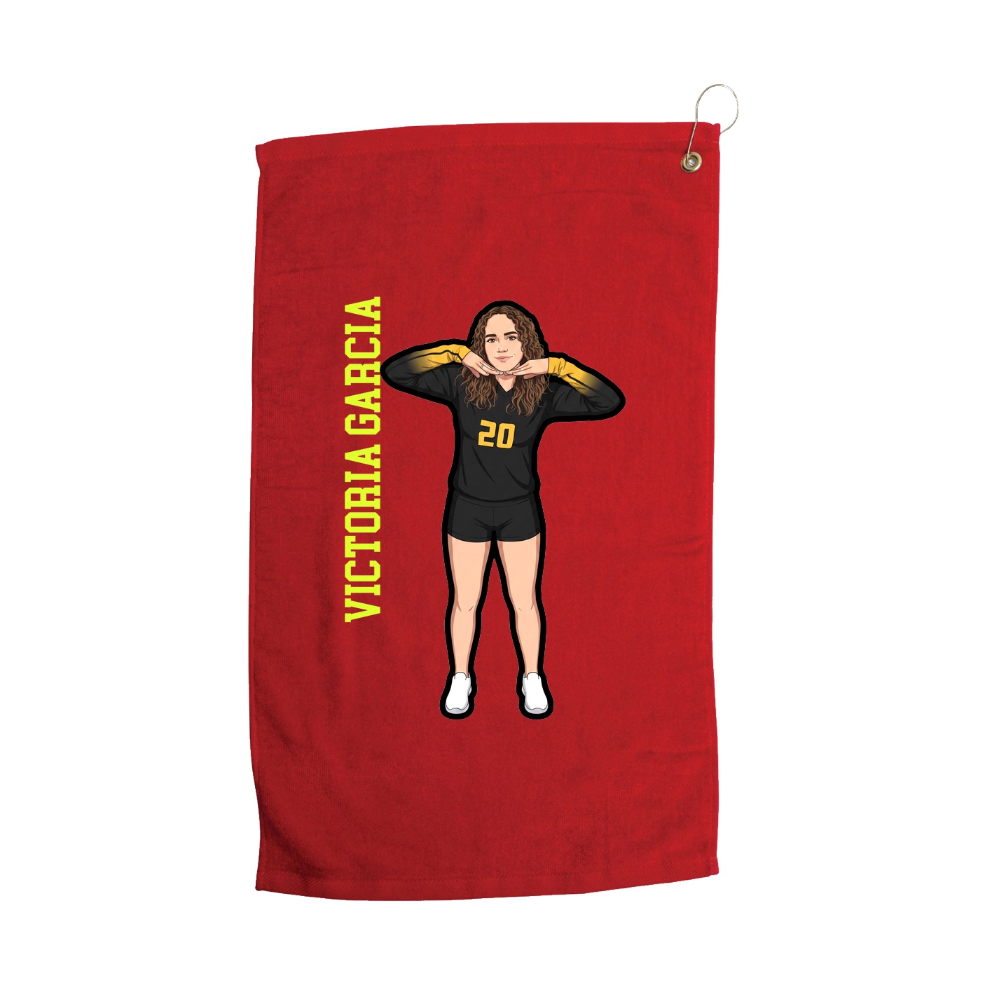 Golf Towel — Name Vertical in Red
