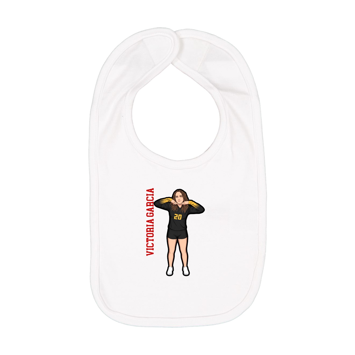 Infant Bib — Name Vertical in White