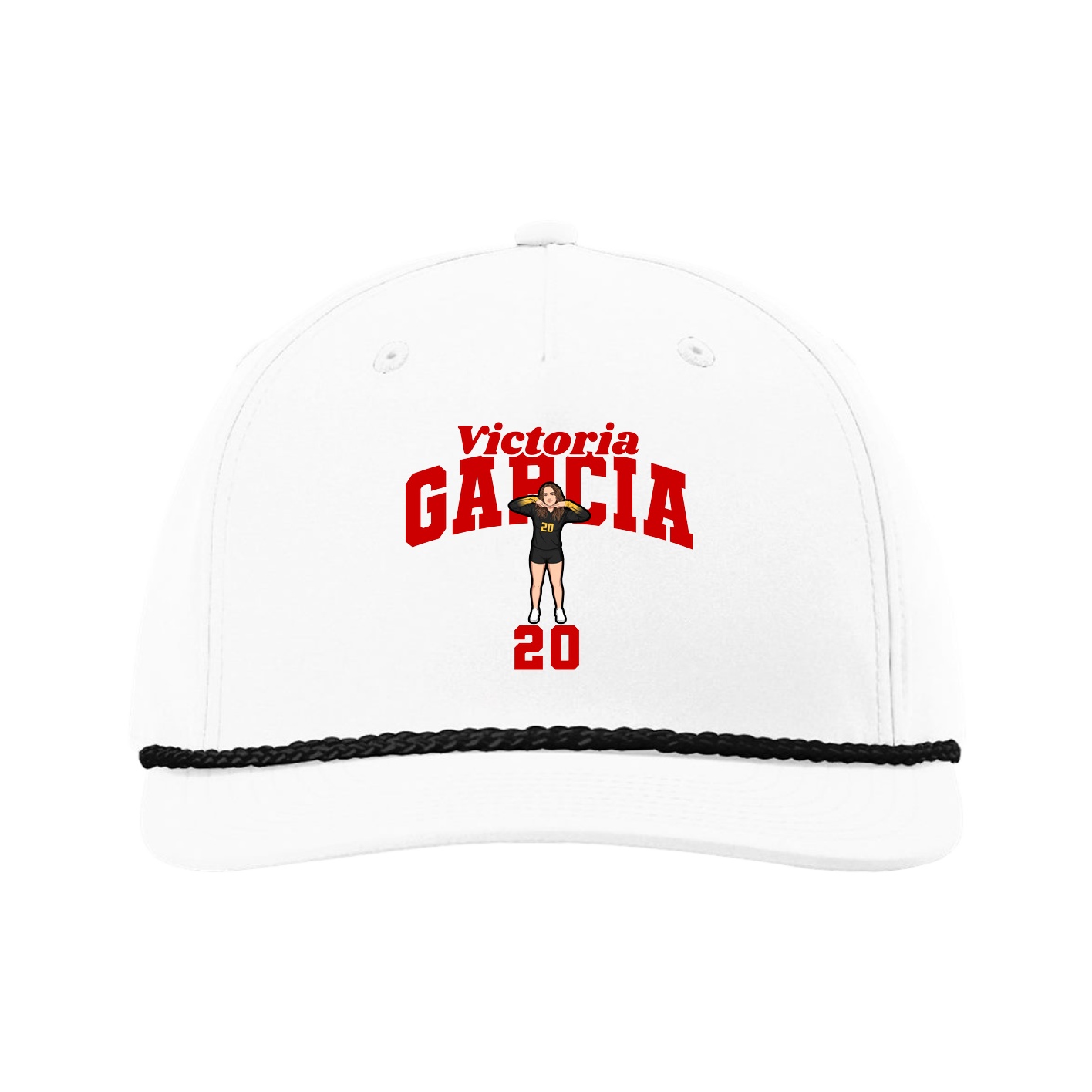 Five-Panel Classic Rope Cap — Signature Arch in White