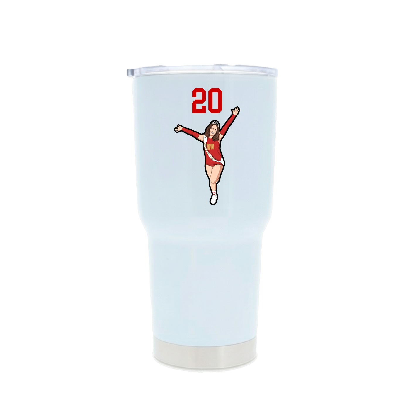 30oz Stainless Steel Tumbler — Number Top in White