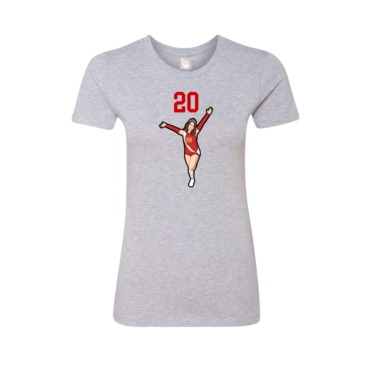 Fitted Women's Tee — Number Top in Grey