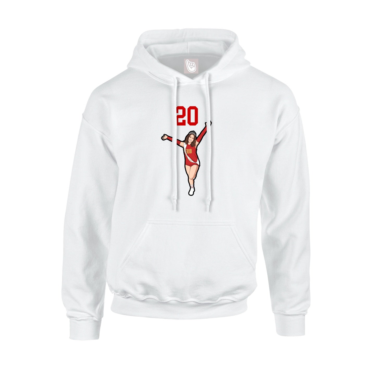 Youth Hoodie — Number Top in White