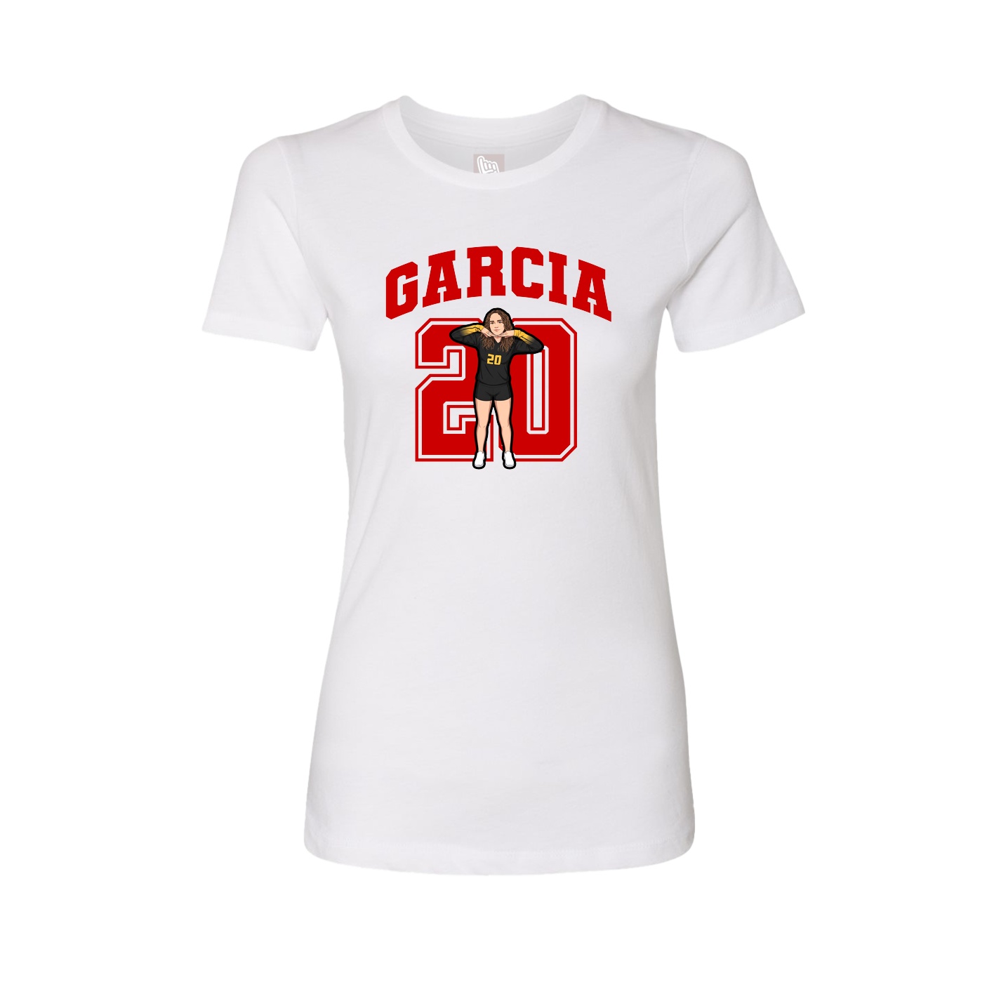 Fitted Women's Tee — Number in White