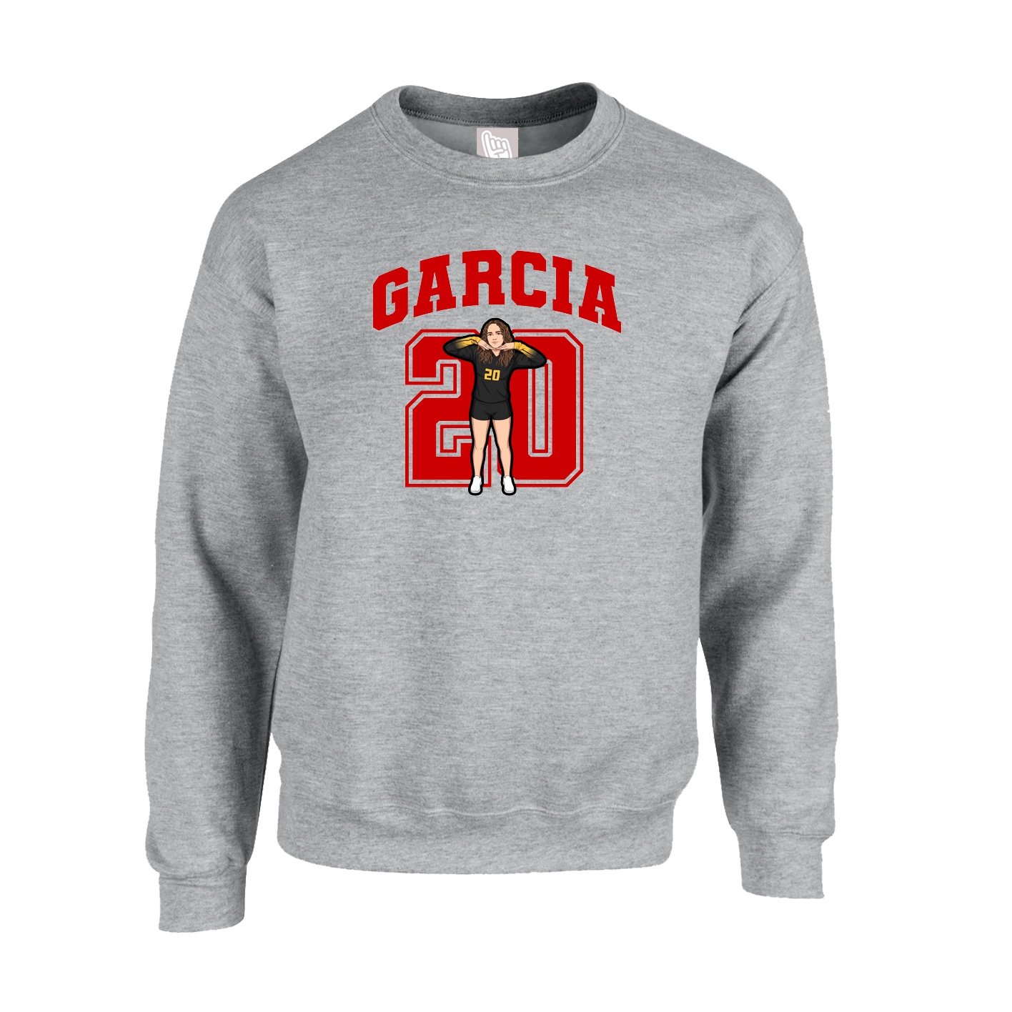 Fleece Crew — Number in Grey