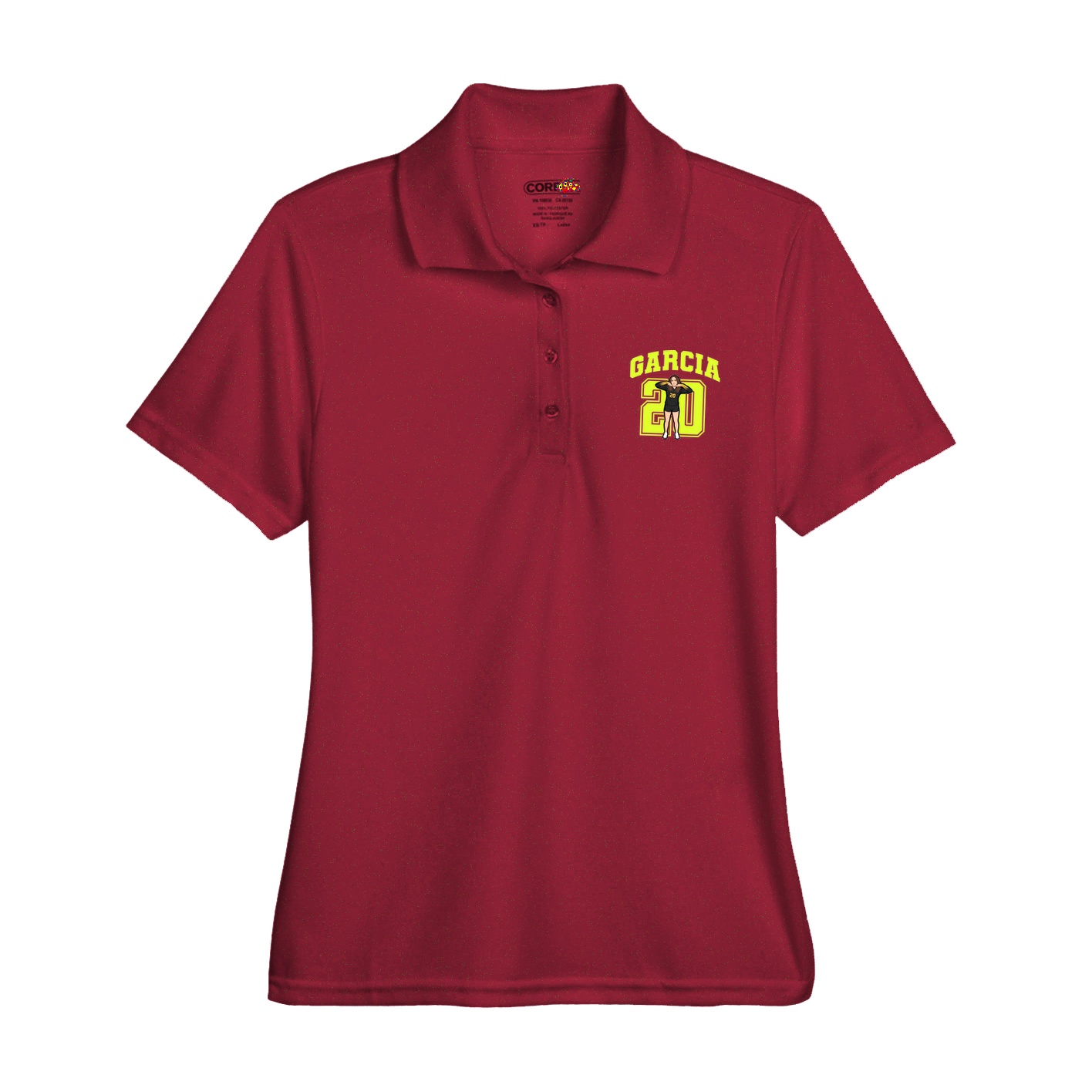 Womens Performance Polo — Number in Red