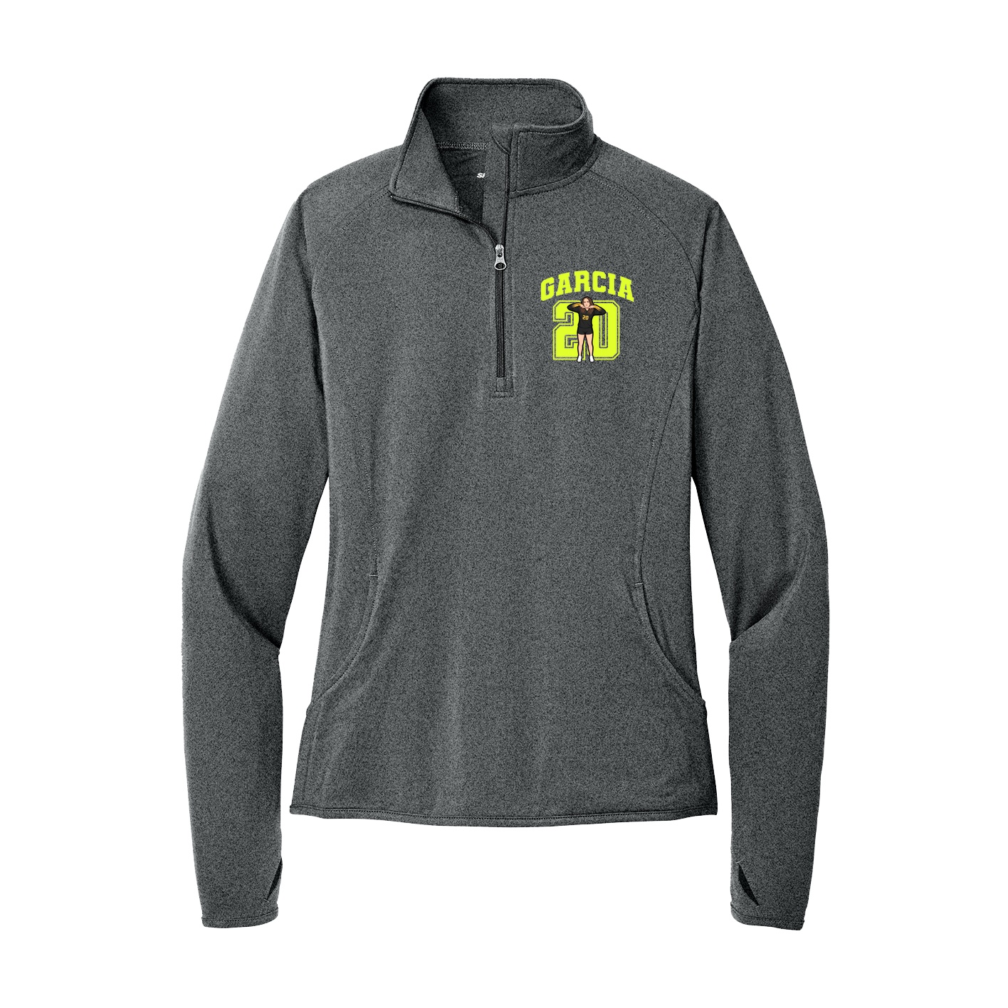 Women's Q-Zip Pullover — Number in Grey