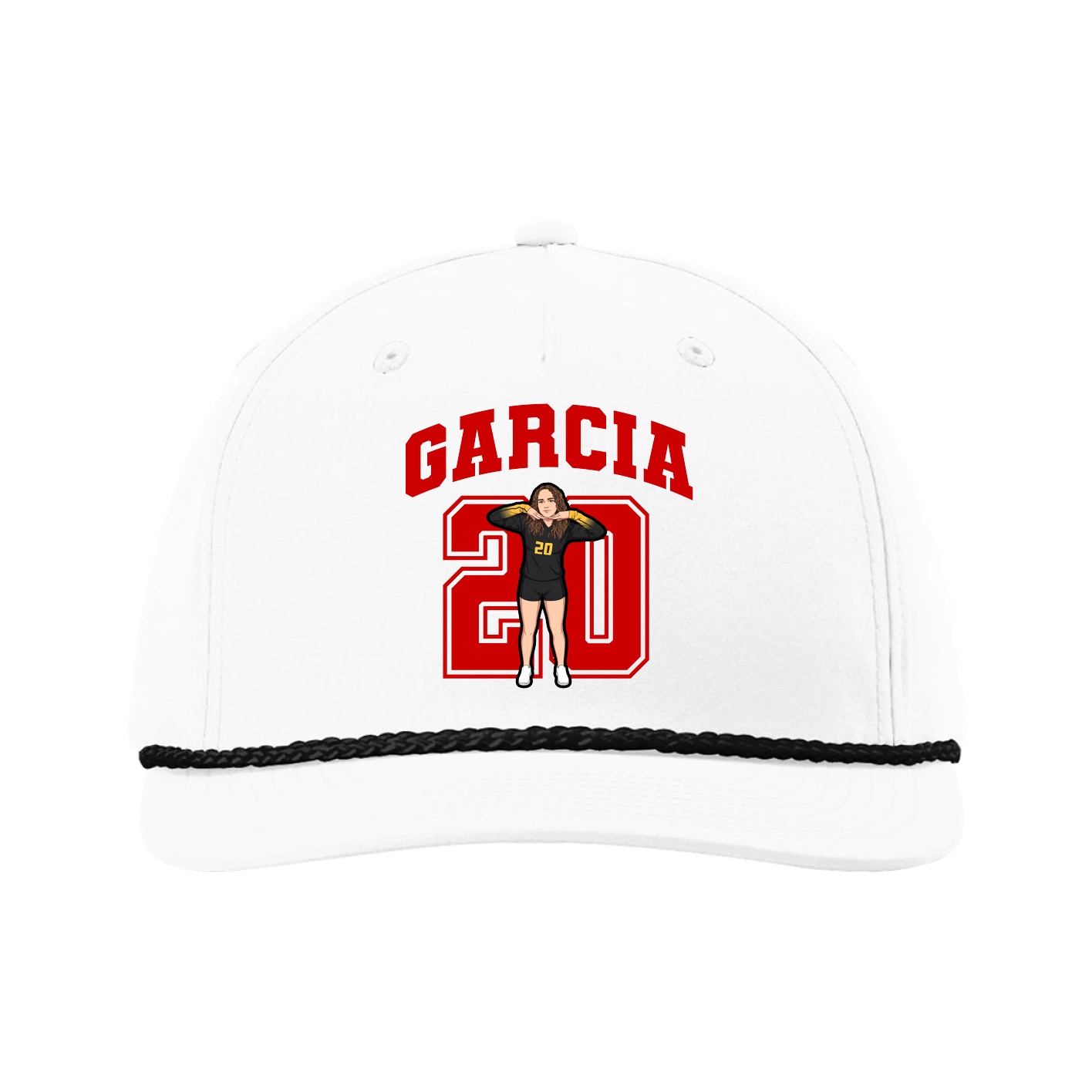 Five-Panel Classic Rope Cap — Number in White