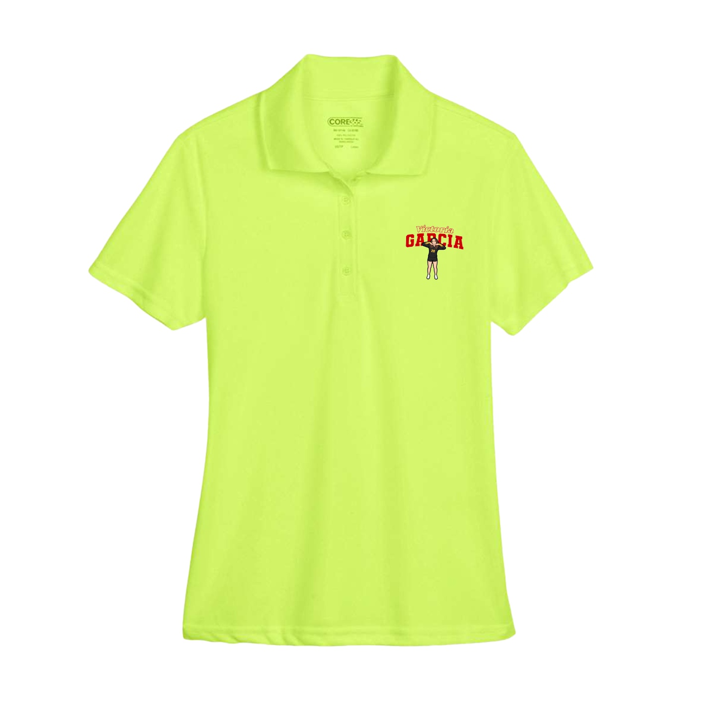 Womens Performance Polo — Name Arch in Yellow