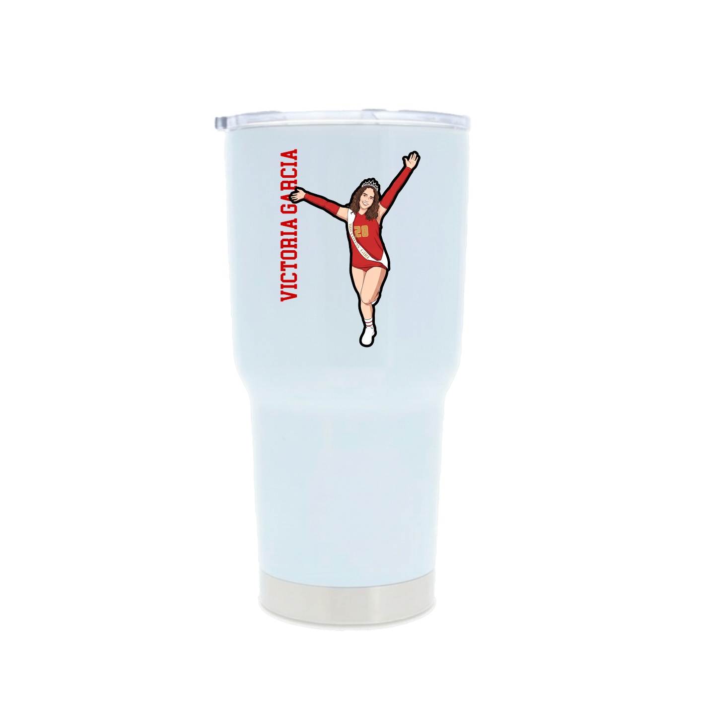 30oz Stainless Steel Tumbler — Name Vertical in White