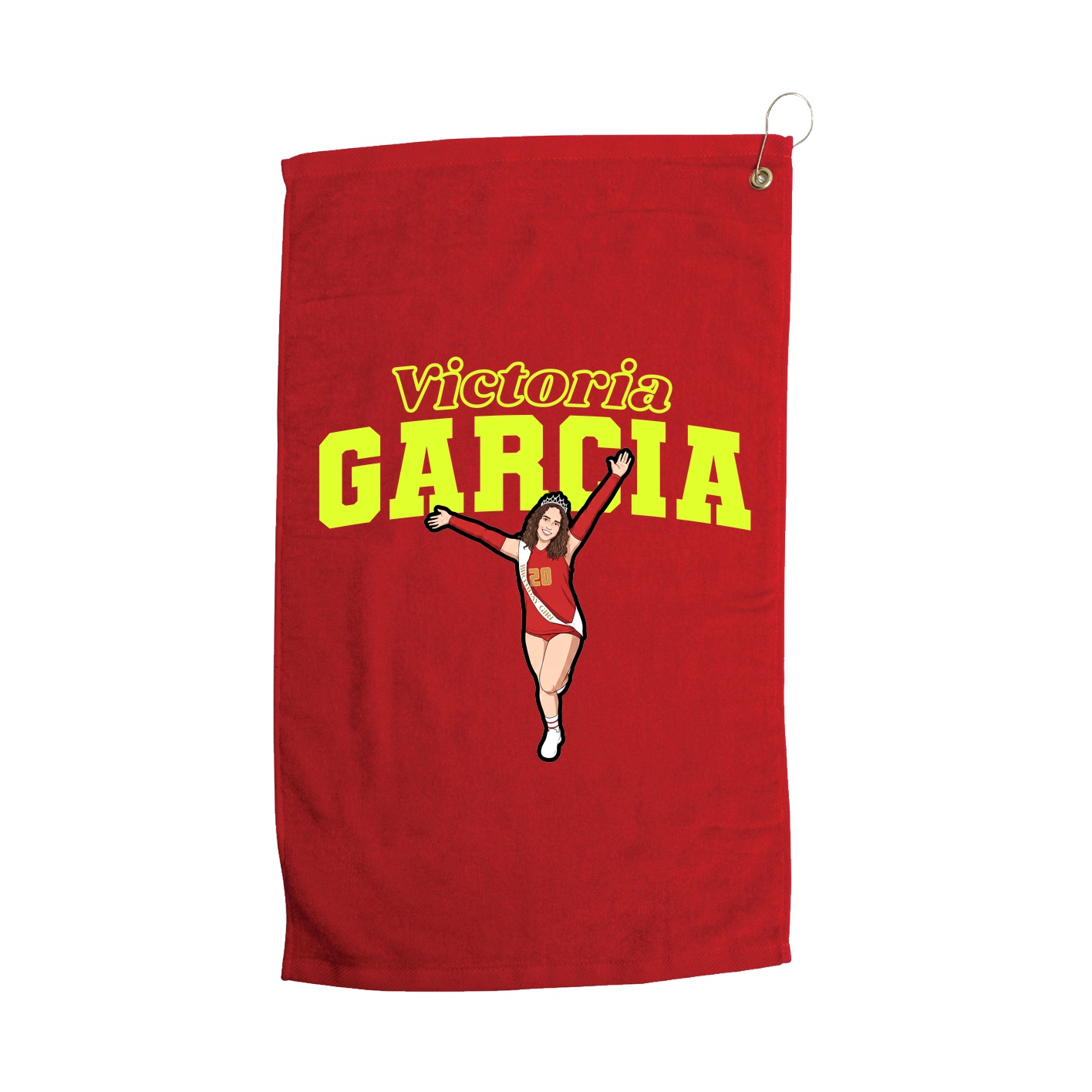 Golf Towel — Name Arch in Red