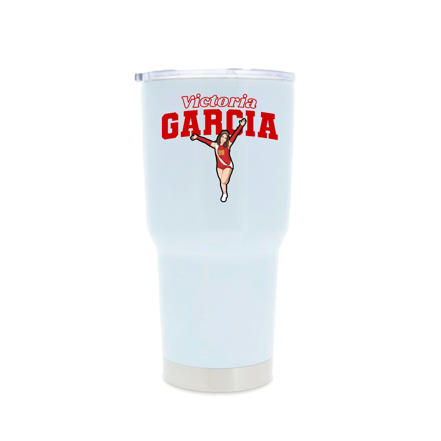 30oz Stainless Steel Tumbler — Name Arch in White