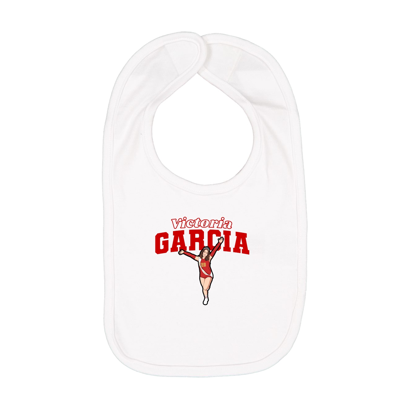 Infant Bib — Name Arch in White