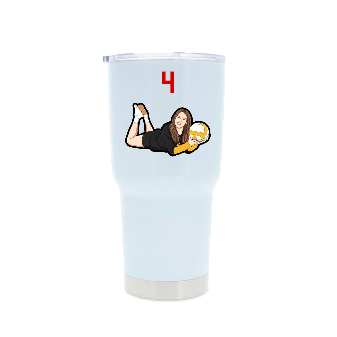 30oz Stainless Steel Tumbler — Number Top in White