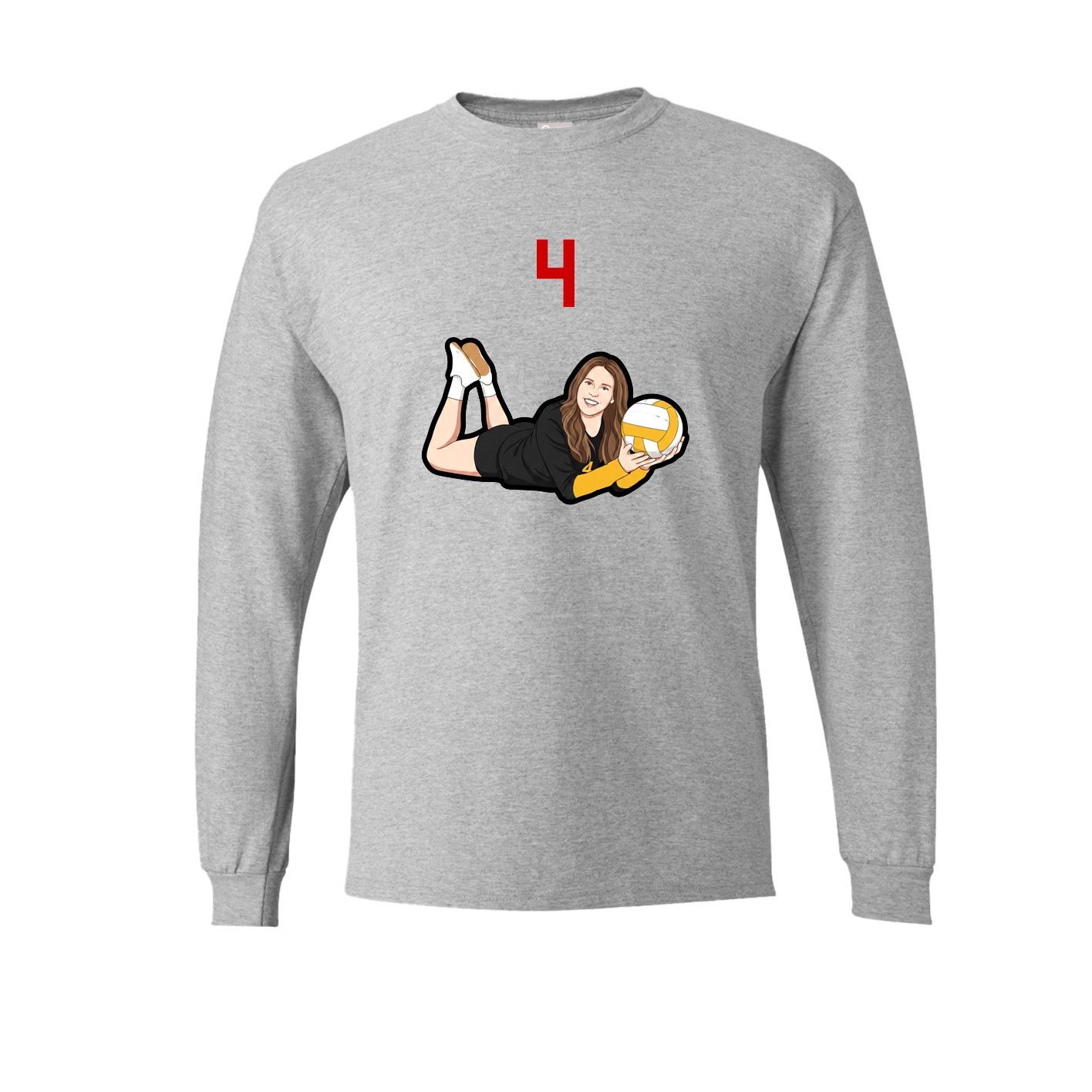 Long Sleeve Tee — Number Top in Grey