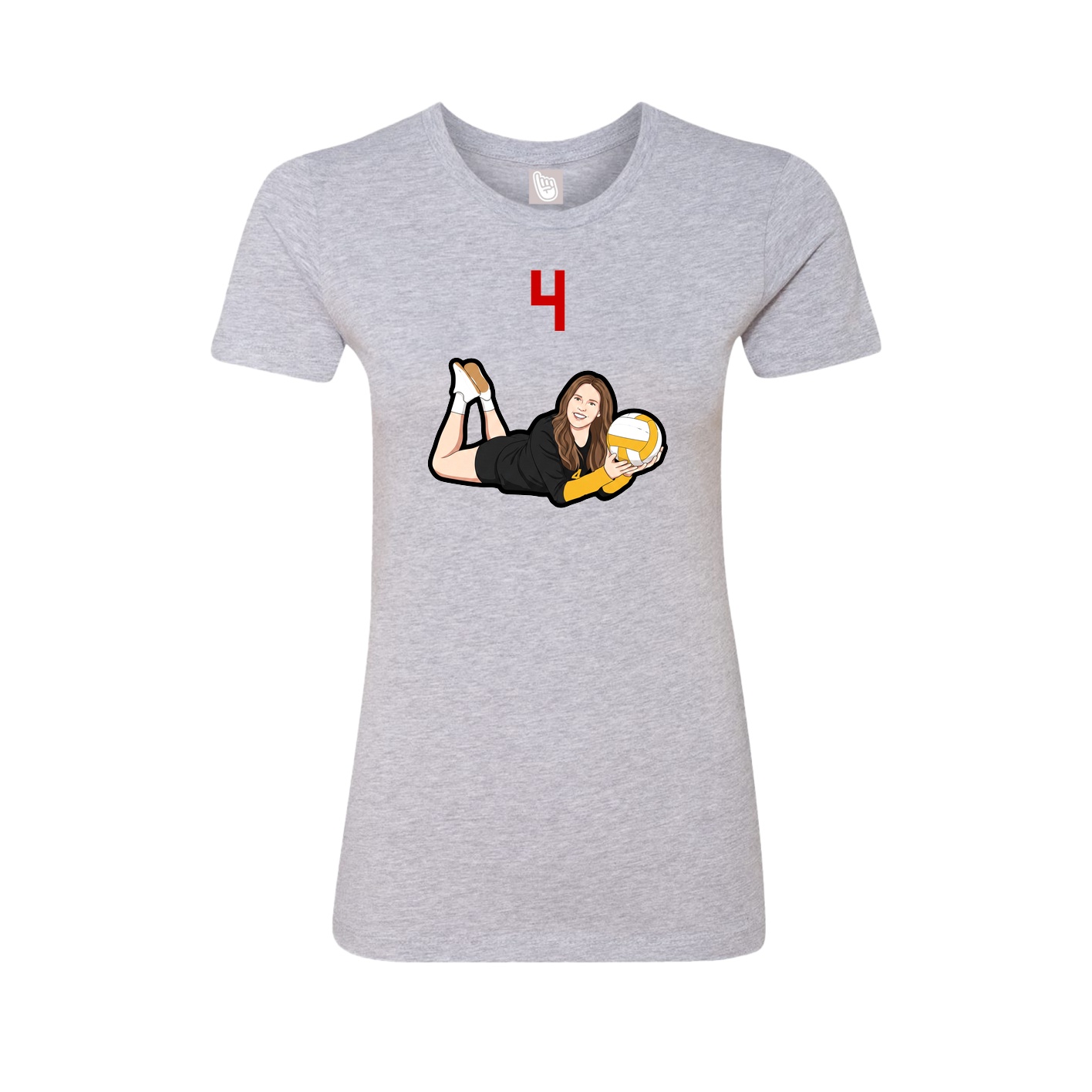 Fitted Women's Tee — Number Top in Grey