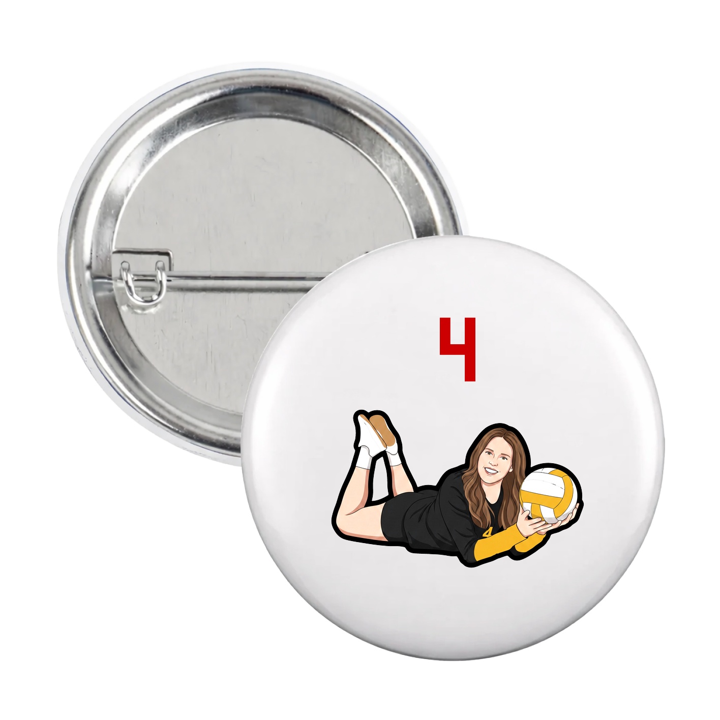 Game Day Button — Number Top in White
