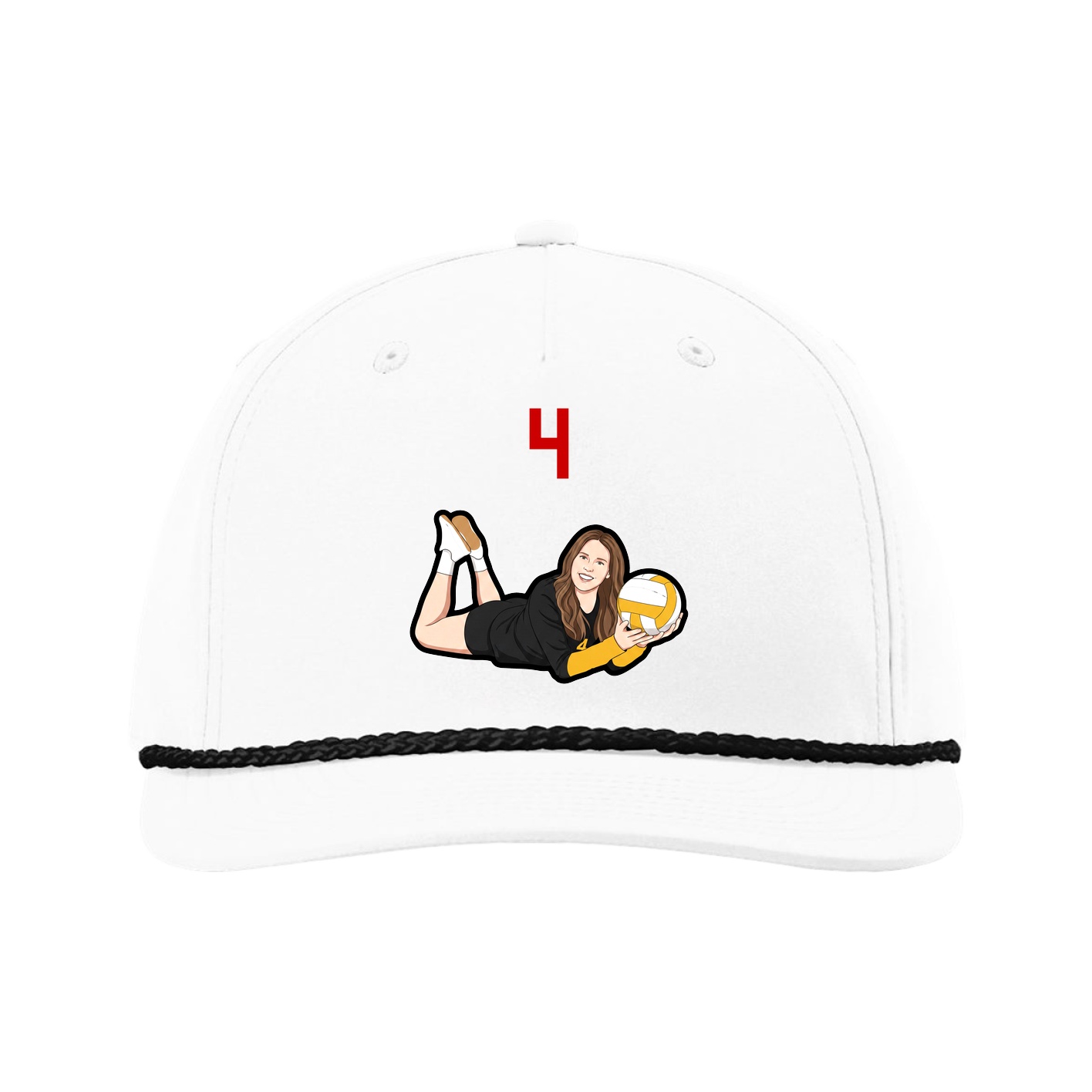 Five-Panel Classic Rope Cap — Number Top in White
