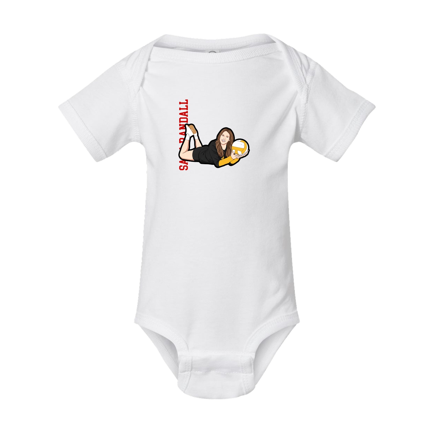 Baby Onesie — Name Vertical in White