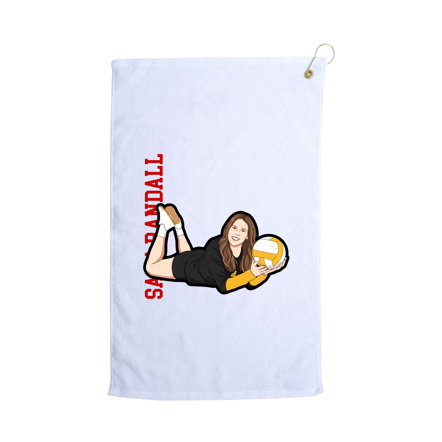Golf Towel — Name Vertical in White