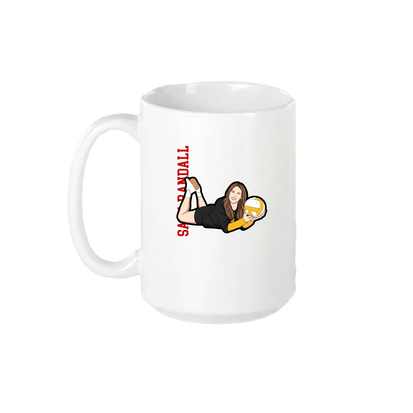 15oz Coffee Mug — Name Vertical in White
