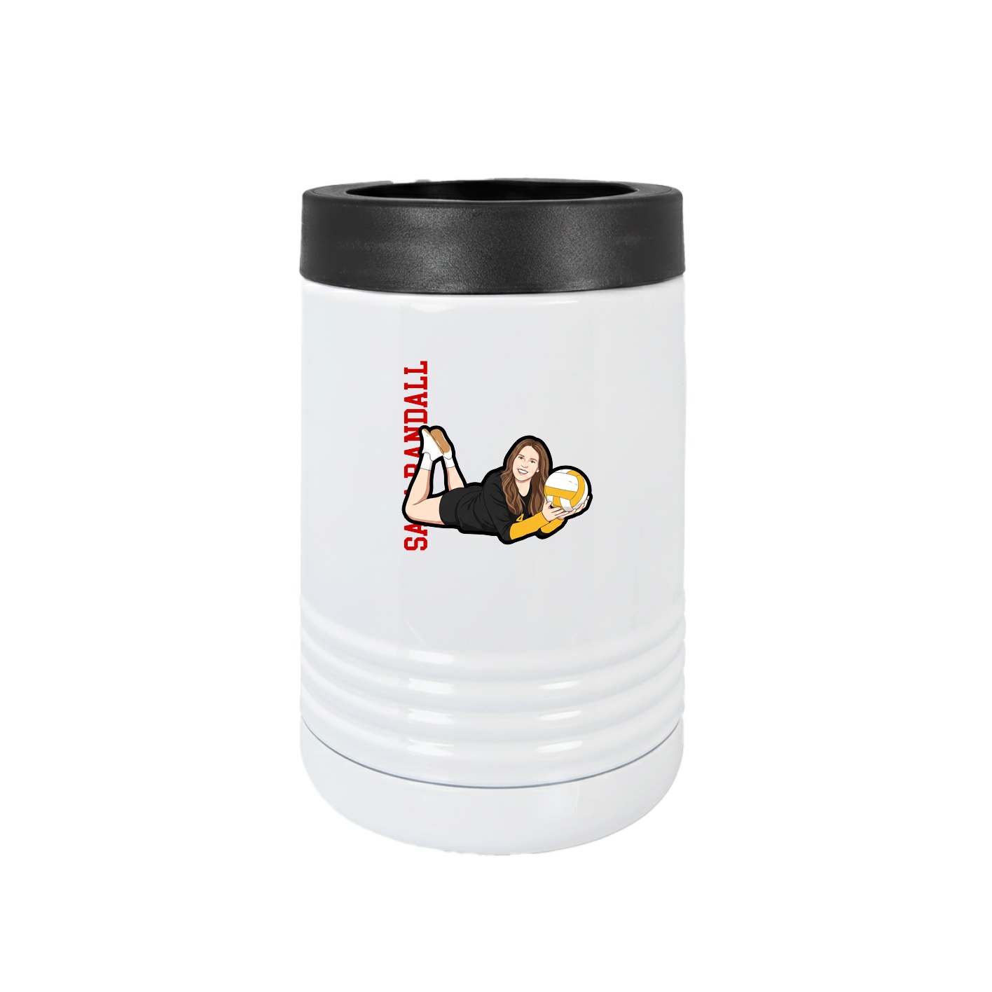 Beverage Holder — Name Vertical in White