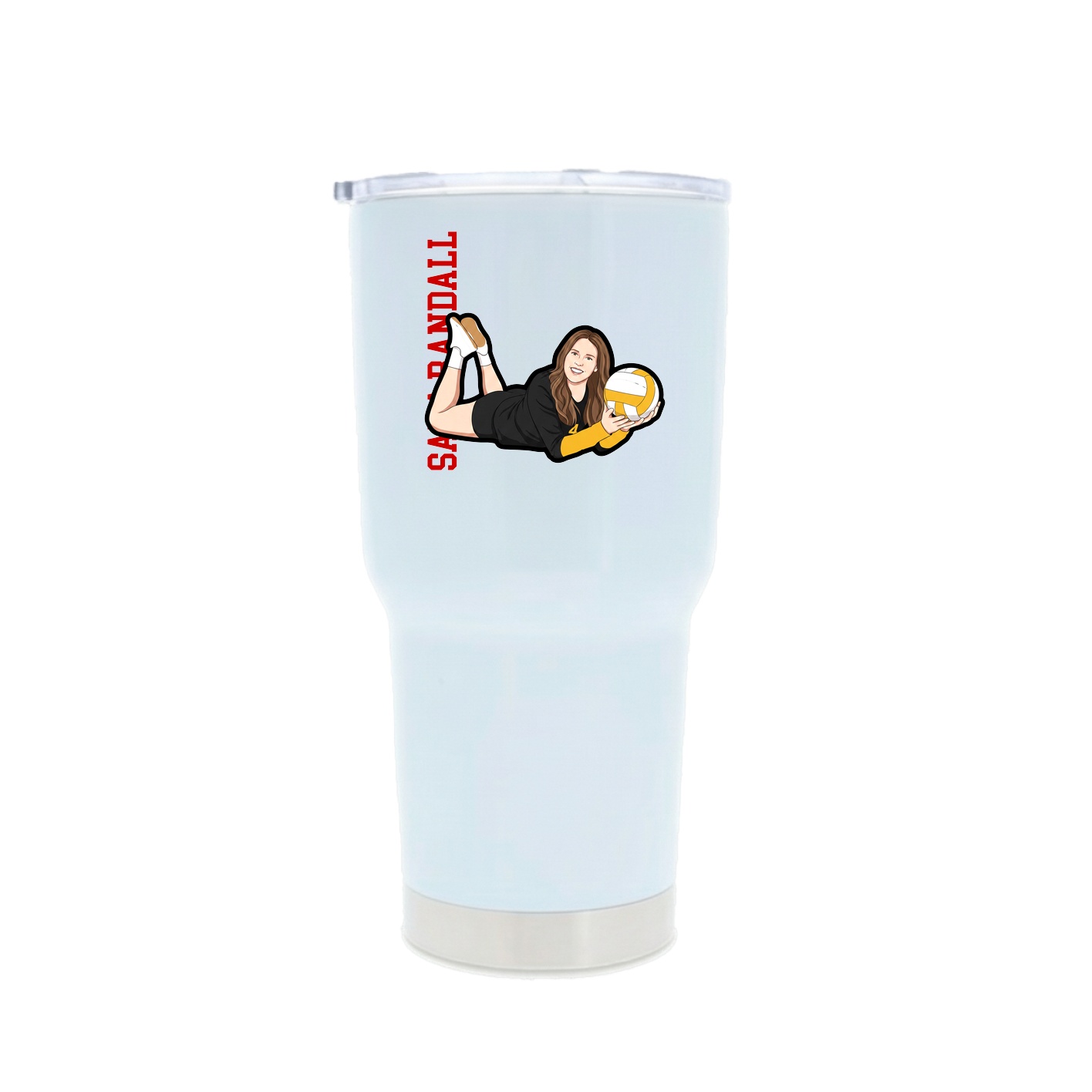 30oz Stainless Steel Tumbler — Name Vertical in White