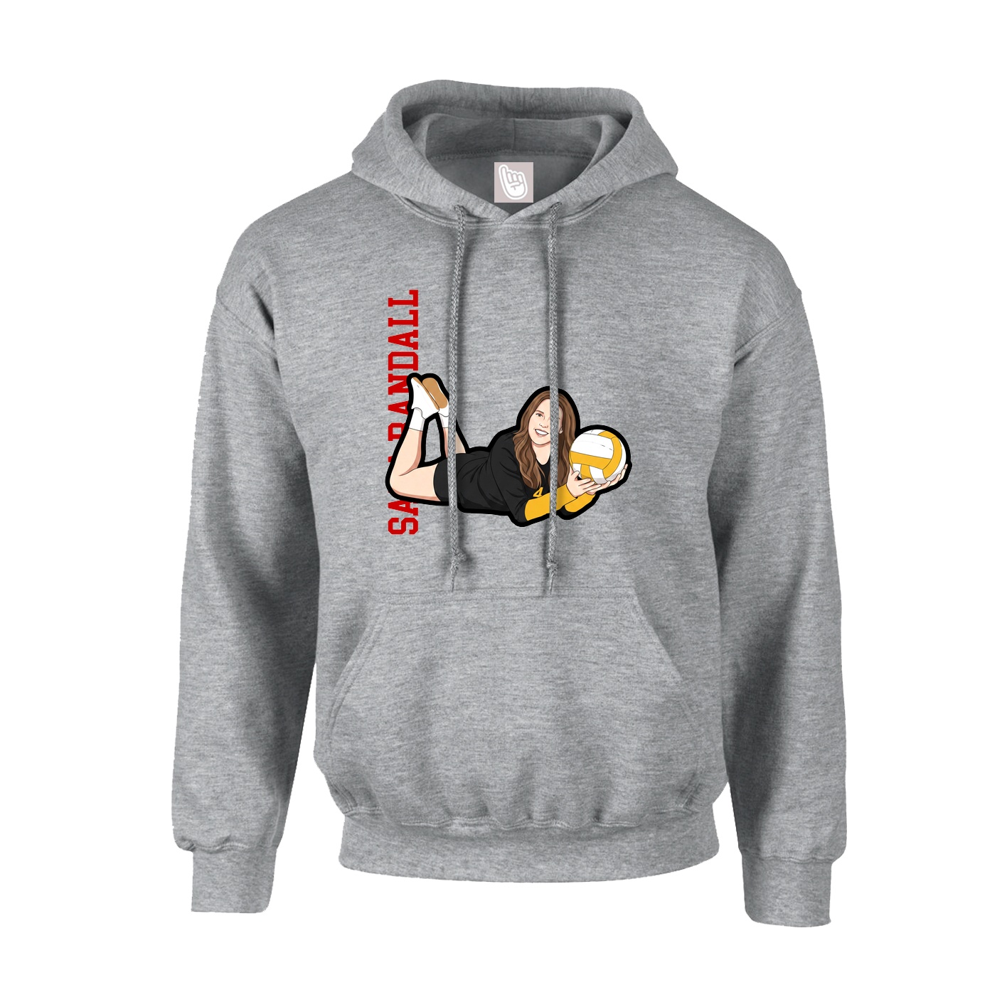 Hoodie — Name Vertical in Grey