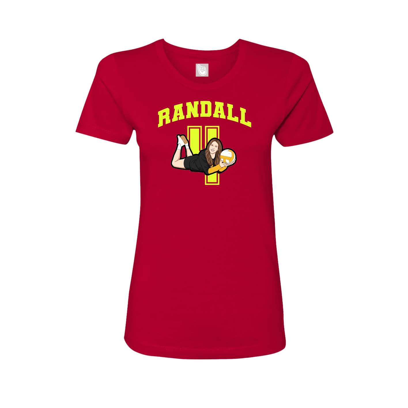 Fitted Women's Tee — Number in Red