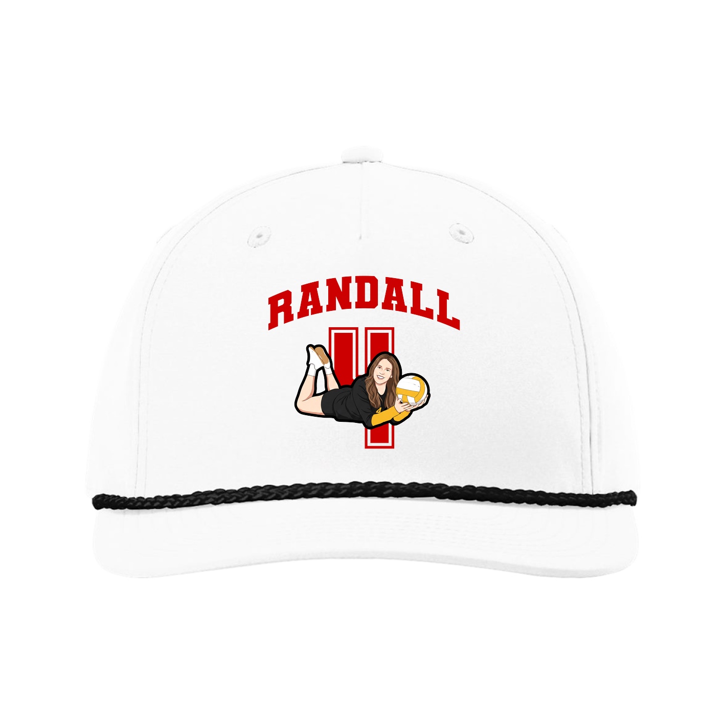 Five-Panel Classic Rope Cap — Number in White