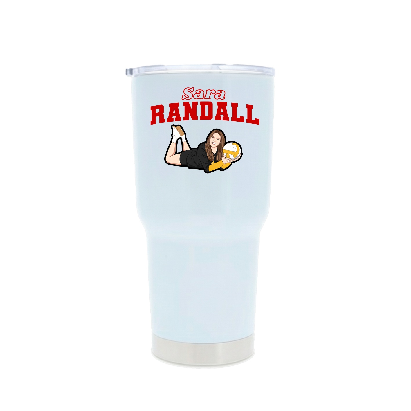 30oz Stainless Steel Tumbler — Name Arch in White