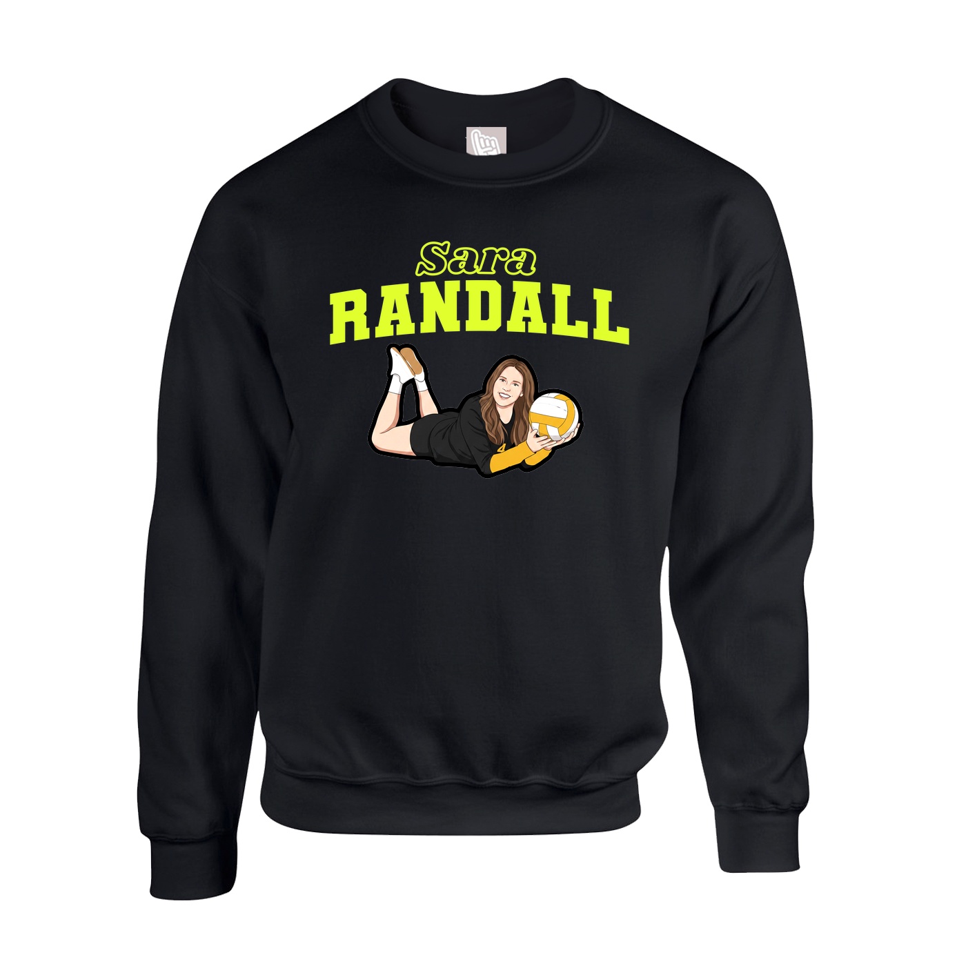 Fleece Crew — Name Arch in Black