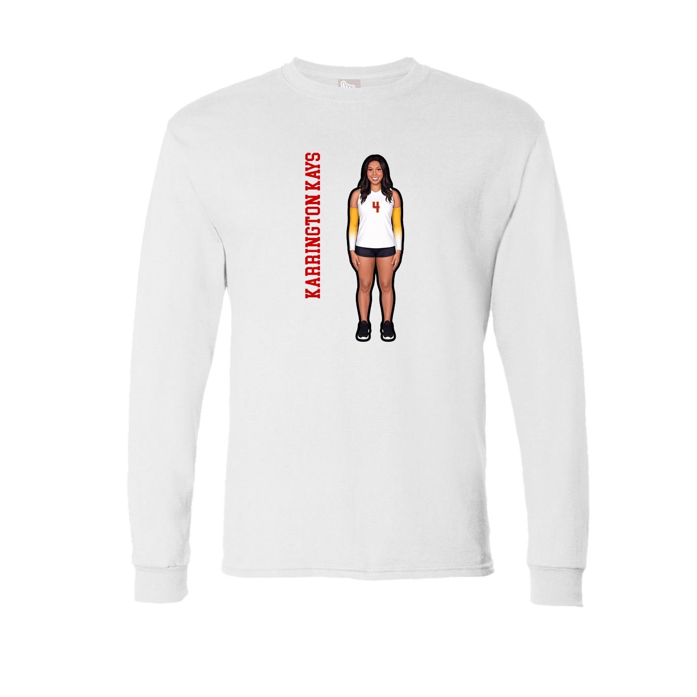 Long Sleeve Tee — Name Vertical in White