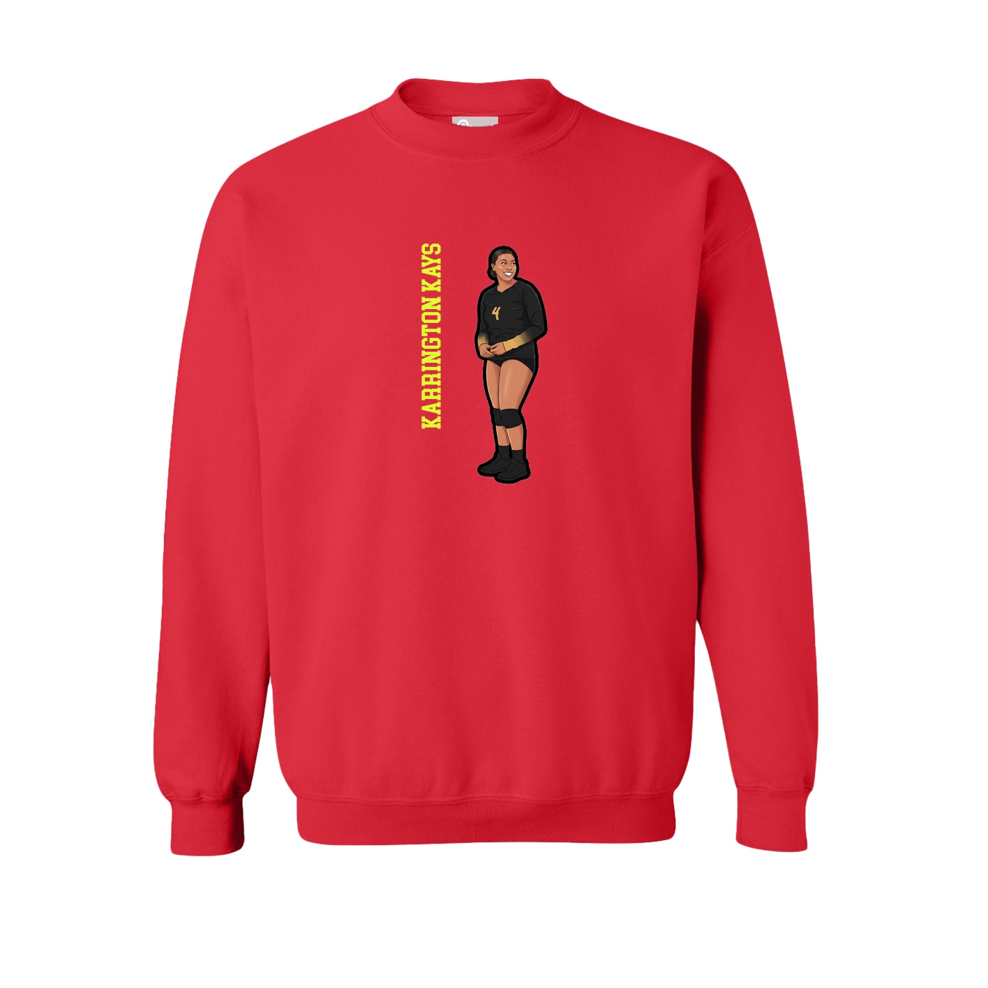 Fleece Crew — Name Vertical in Red