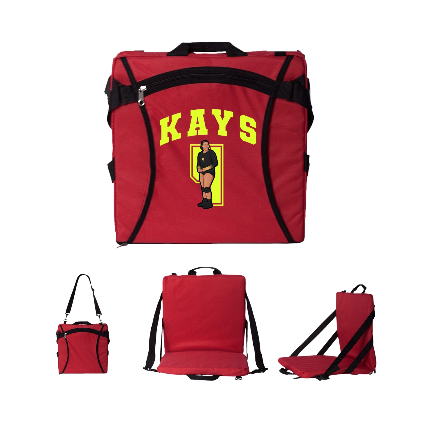 Folding Stadium Seat — Number in Red
